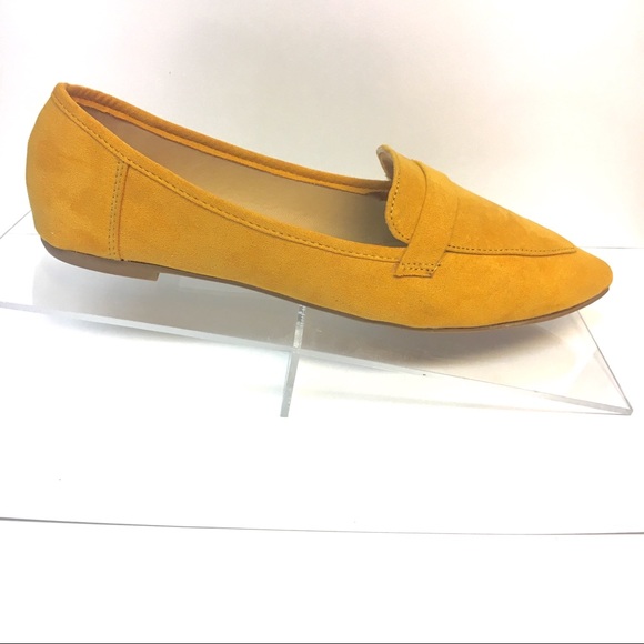 Faux Suede Pointed Toe Loafers in Sungold Yellow - Picture 2 of 8